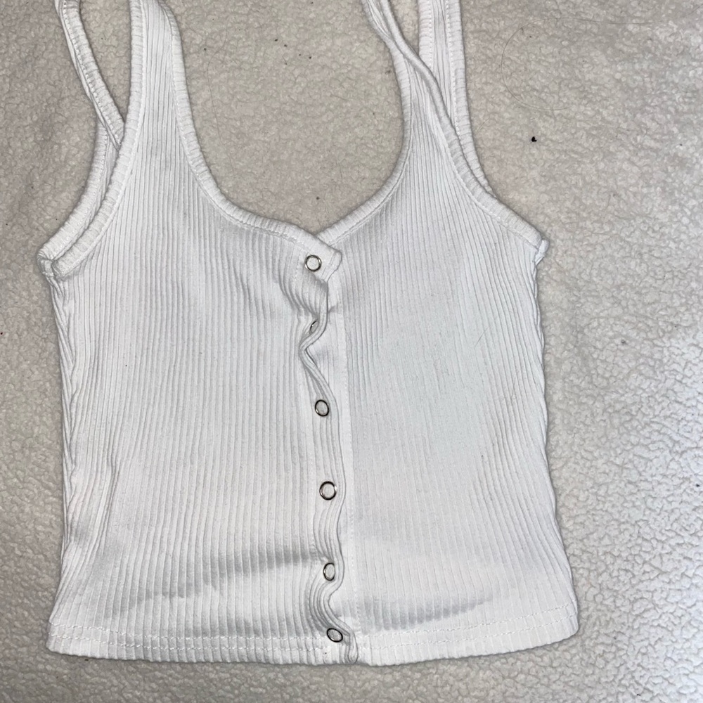 Cropped white tank top